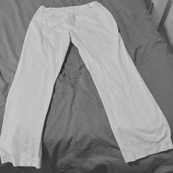 Women's Eddie Bauer  White Cotton Pants Blakely Fit Size 18 Tall - Picture 6 of 11